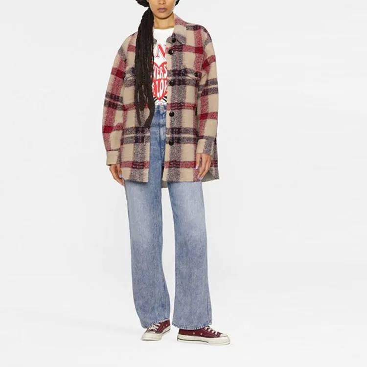 ISABEL MARANT ETOILE Harveli Checked Button fastening Coat-1