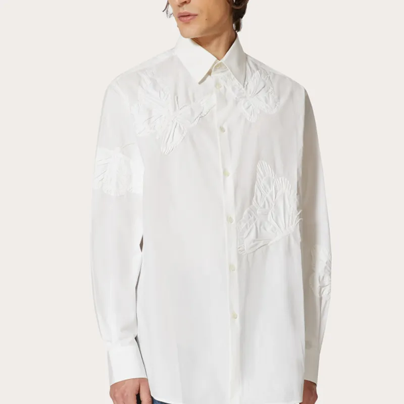 Valentino Butterfly Embroidered Poplin Shirt-1