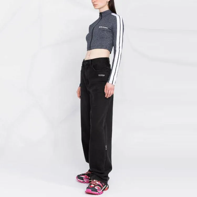 PALM ANGELS Training Long Sleeve Top 'Melange Grey'-3