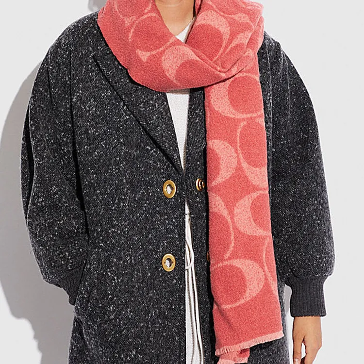 COACH Knit Scarves Women's Orange-4