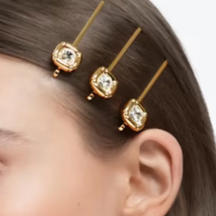 Swarovski Dulcis Faux Crystal Gold Tone Plated Hair Clips Women's Gold-2