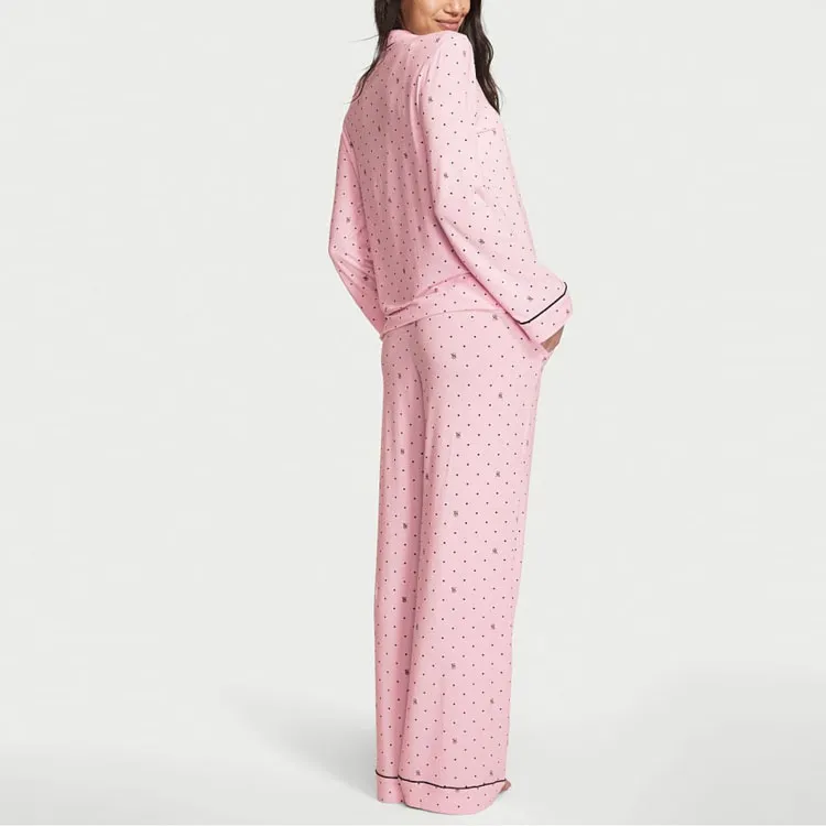 Victoria's Secret Modal Long Pajama Set Pajama Set Women's Pink Polka Dot-2
