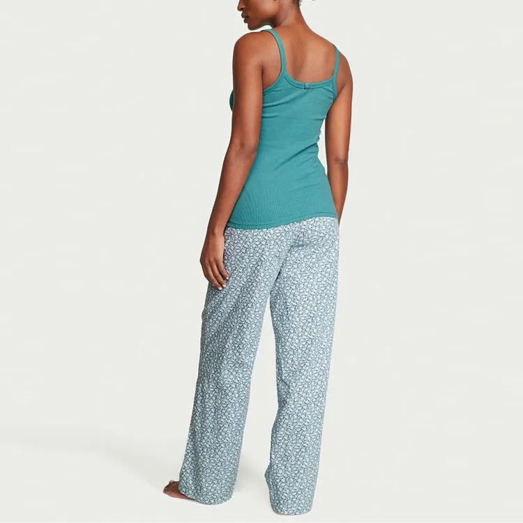 Victoria's Secret Cotton Tank Tee Jama Set Pajama Set Women's Blue-2