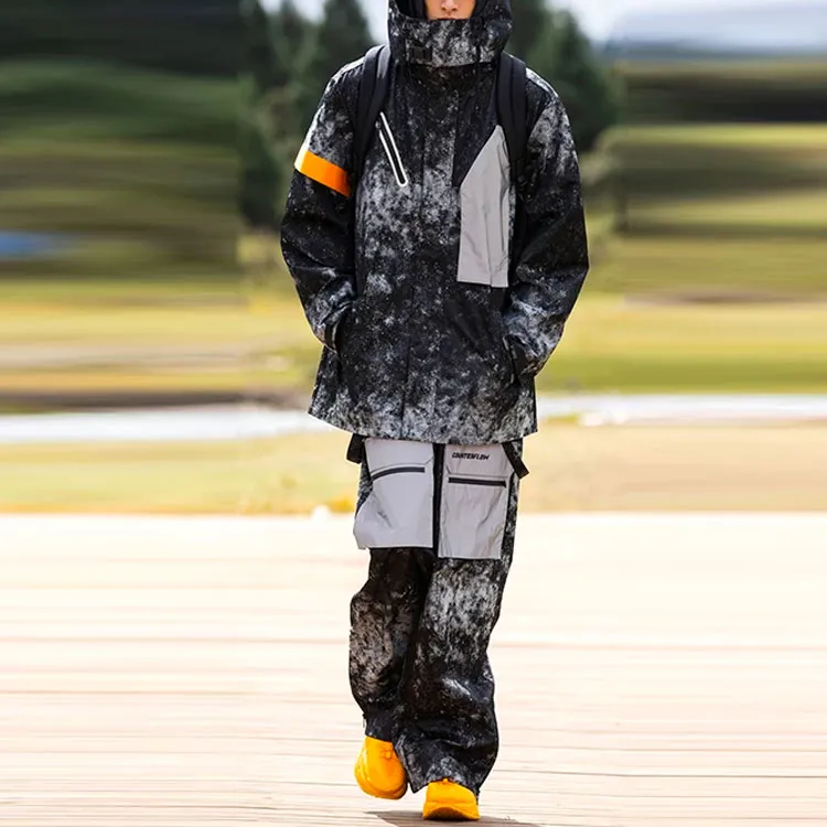 LiNing Overalls Unisex Black Gray Jacquard Color-4