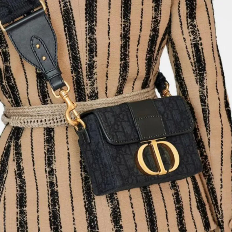 DIOR 30 Montaigne Jacquard Shoulder Bag Crossbody Bag Women's Black-3