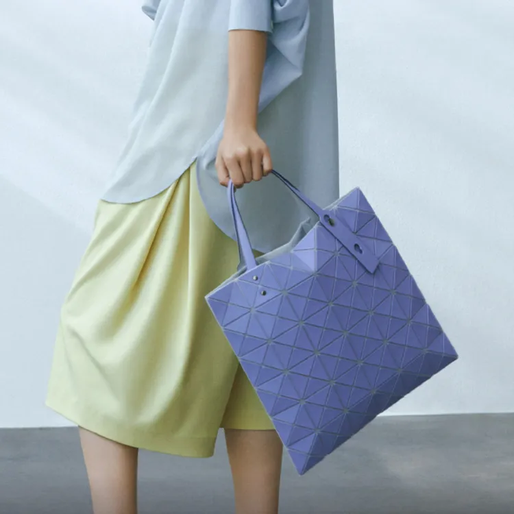ISSEY MIYAKE Polyester Tote Bag Shopping Bag Shoulder Bag Handbag Women's Purple-4