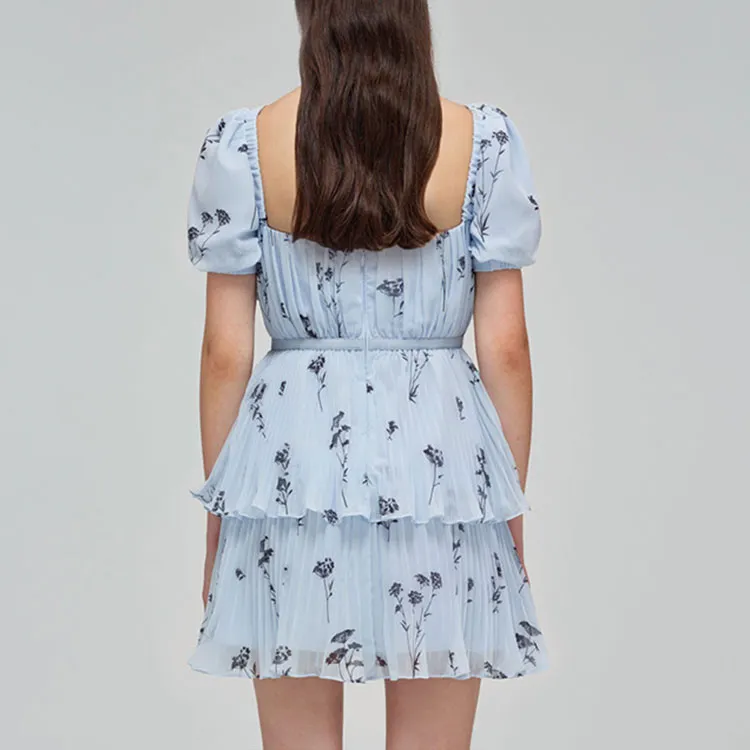 Self portrait SS22 Short Sleeved Dresses Women's Blue-4