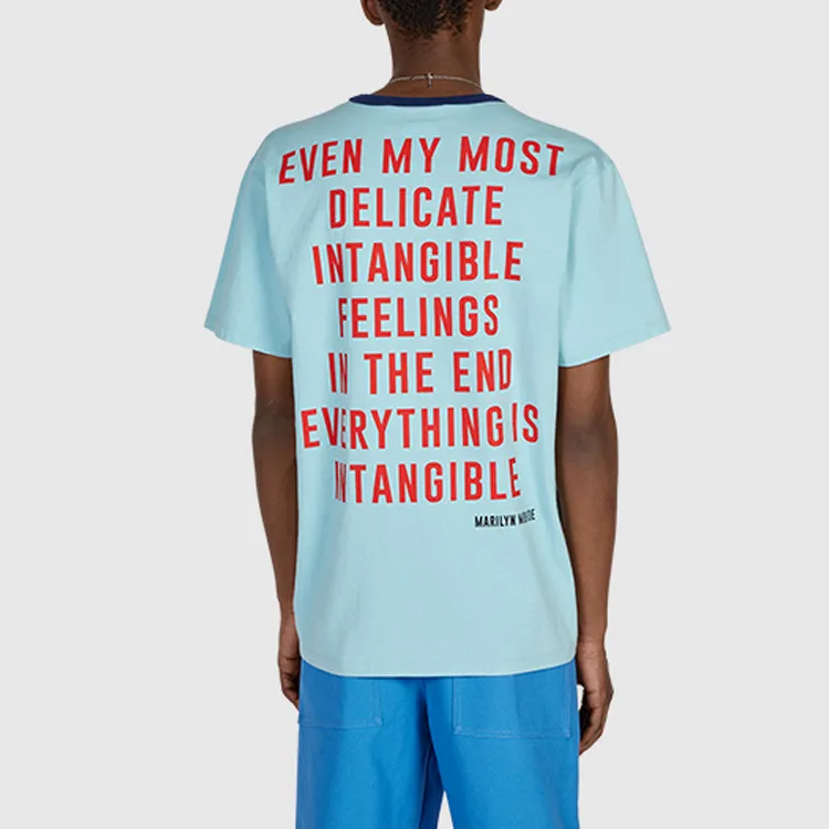 GUCCI Logo Print Crew Neck Short-Sleeved T-Shirt T-Shirt Unisex Light Blue-3