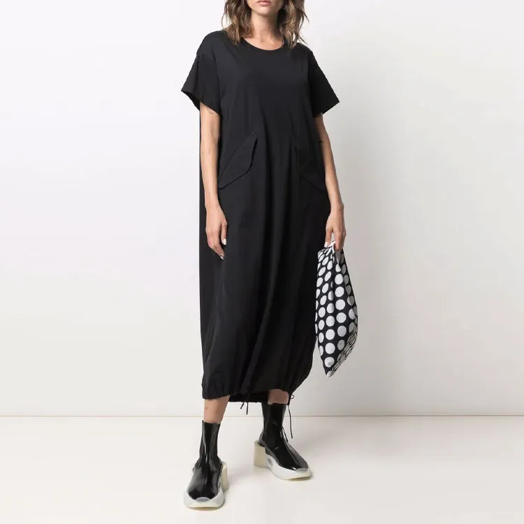 Y 3 Short Sleeved Dresses Women's Black-1