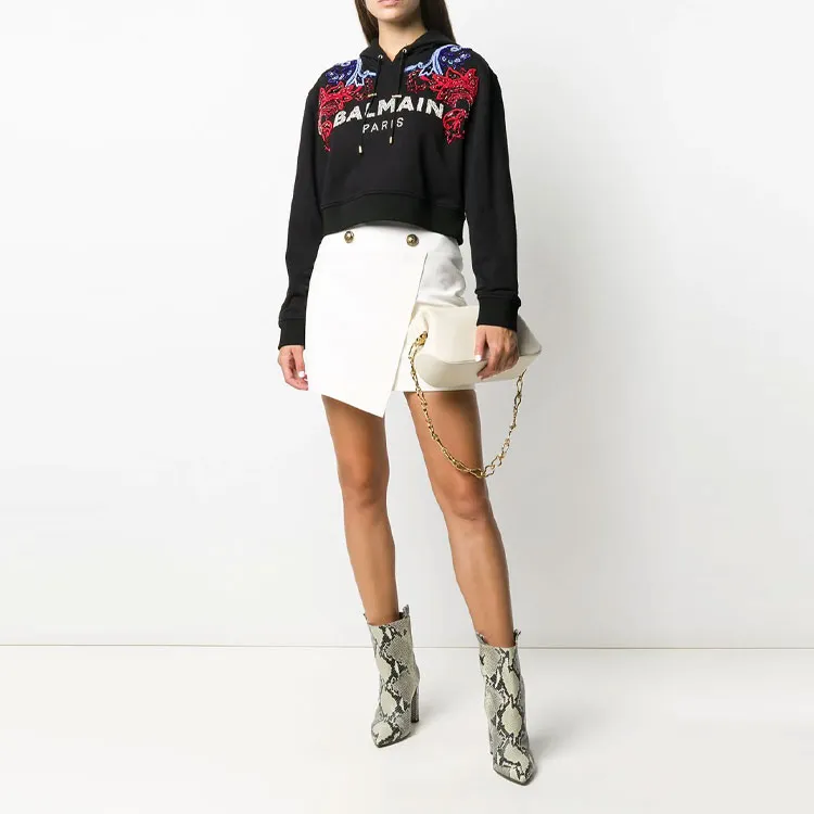 BALMAIN Short High waist Buttoned Wrap Skirt-1
