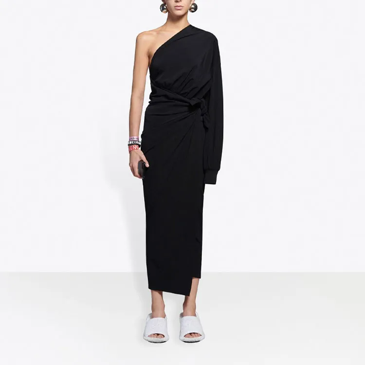 Balenciaga One Shoulder Body Wrap Dress-2