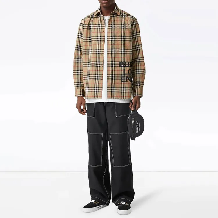Burberry Shirt Fall Men's Earth Tone-3
