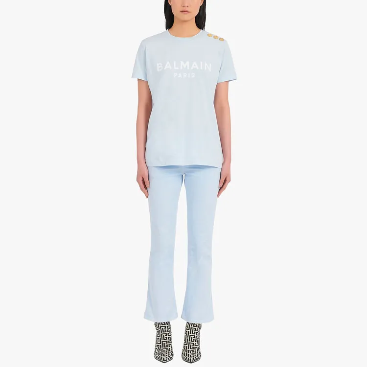 BALMAIN T-Shirts Women's Light Blue-3