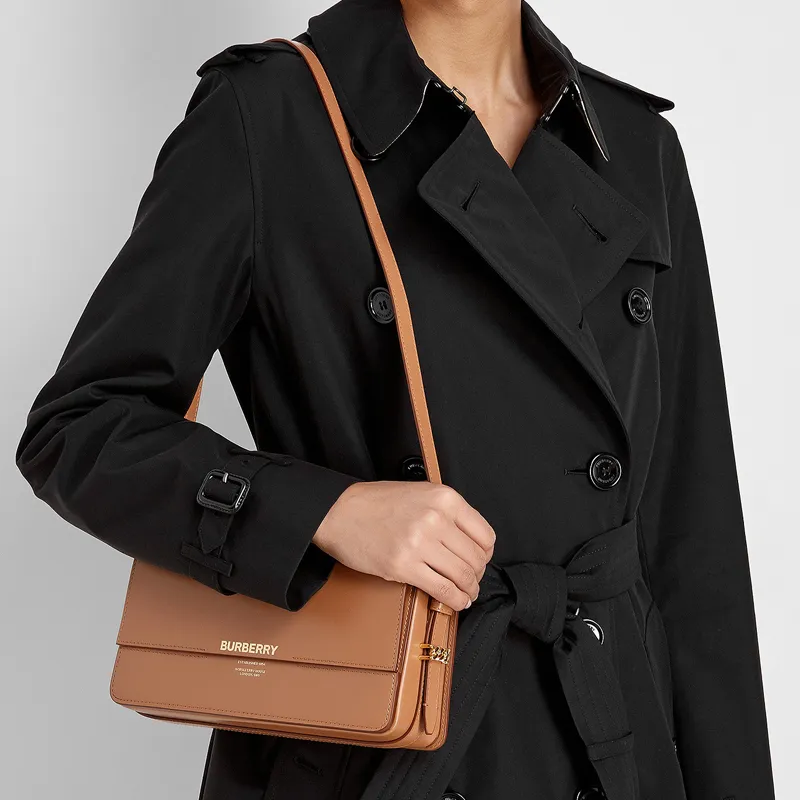 Burberry Leather Grace Bag Crossbody Bag Shoulder Bag Women's Brown-3