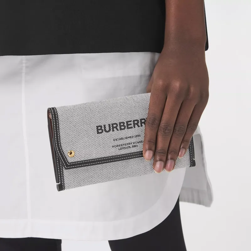 Burberry Horseferry Canvas Cell Phone Case Shoulder Bag Crossbody Bag Clutch Cell Phone Pouch Unisex Gray/Black-5