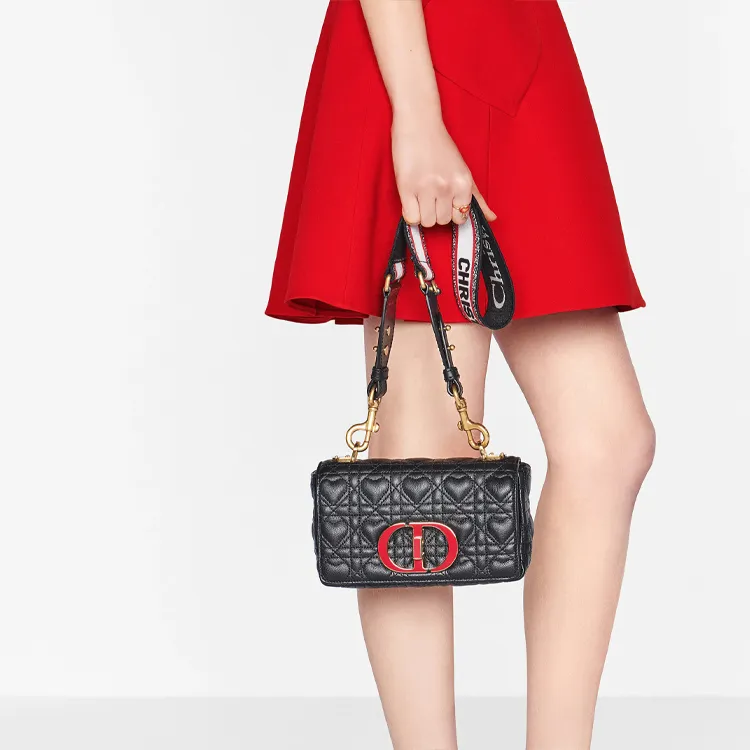 DIOR Cow Leather Chain Shoulder Bag, Crossbody Bag, Handbag Women's Black-8