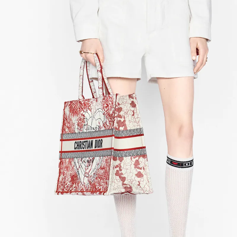 DIOR BookTote Polyester Totes Handbags Regular Women's Red-6