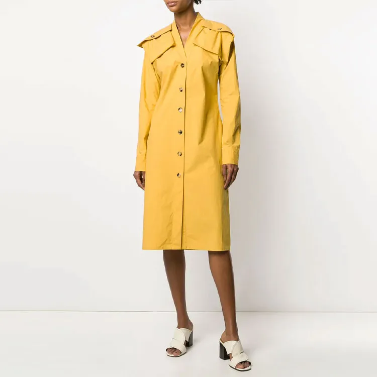 Bottega Veneta Long Sleeved Dresses Women's Yellow-4