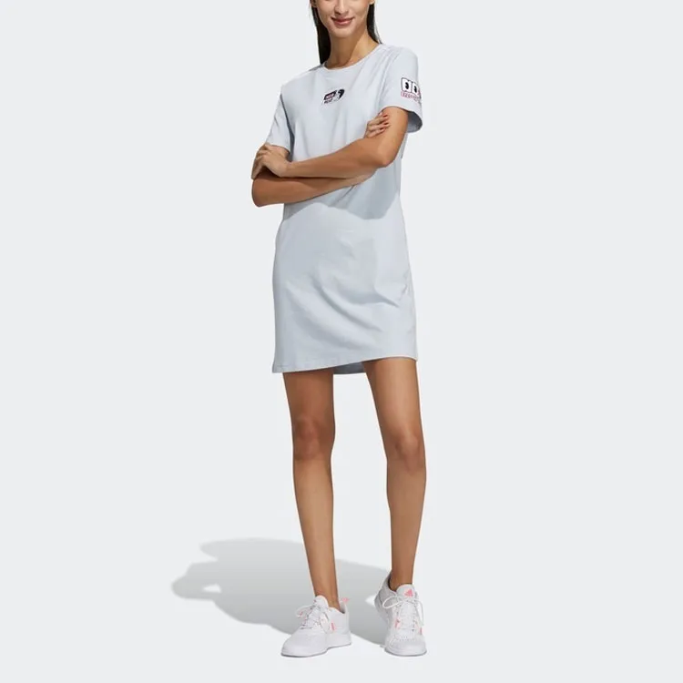 Adidas Neo Short Sleeved Dresses Women's Blue-1