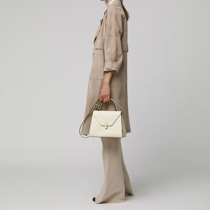 Valextra Iside Calfskin Shoulder Bag, Crossbody Bag, Handbag Medium Size Women's White-4