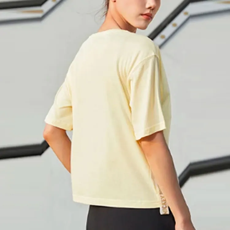 LiNing x Disney Variety Training Collection Crop Tops Women's Vanilla Yellow-4