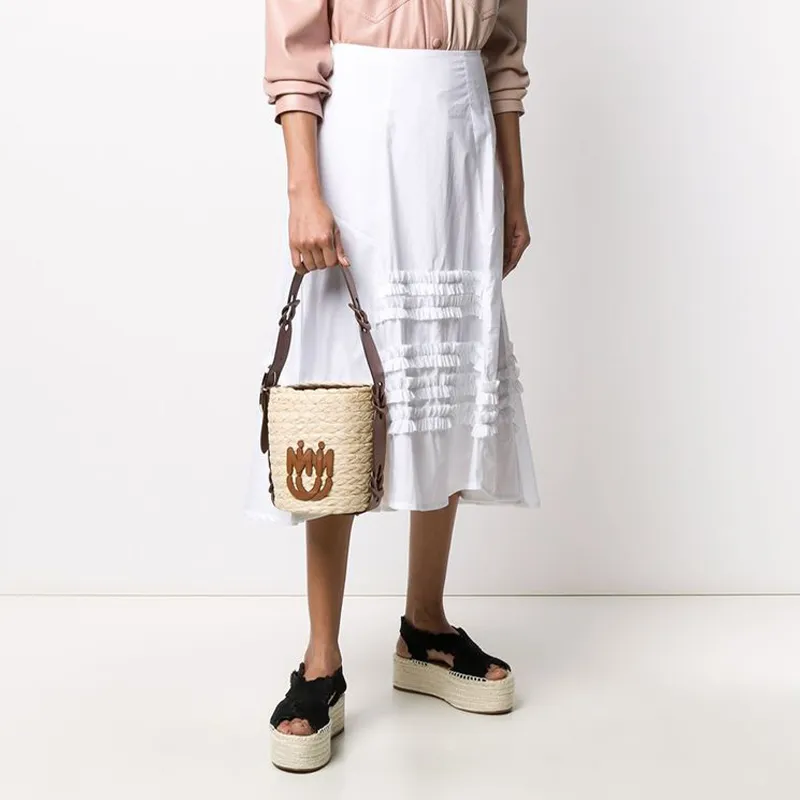 MIU MIU Leather Shoulder Bag Women's Brown-4