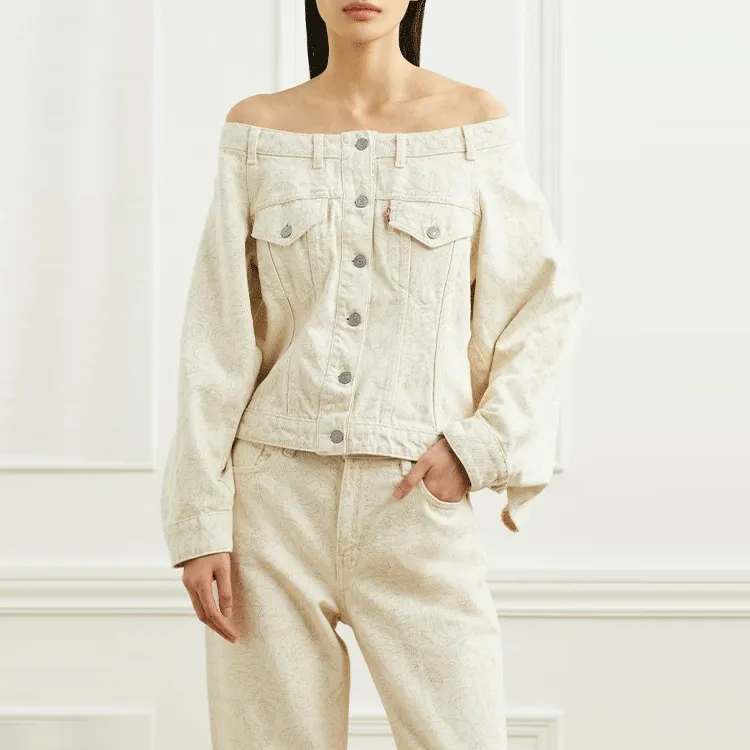 Levis X GANNI Denim Jackets Women's Ecru-3