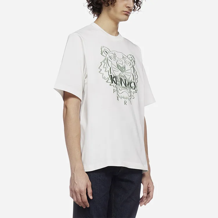 KENZO Classic Tiger Head T Shirts Men White-3