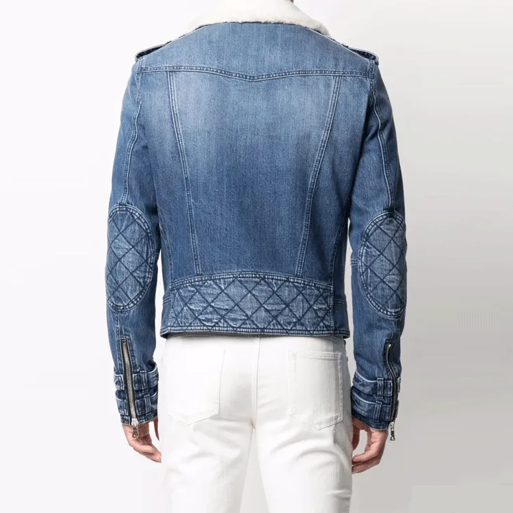 BALMAIN Denim Jackets Men Blue-3