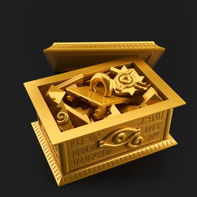BANDAI Yu Gi Oh! Character Yu Gi Oh! Millennium Building Blocks Storage Box Gold Cabinet Model Accessories-2