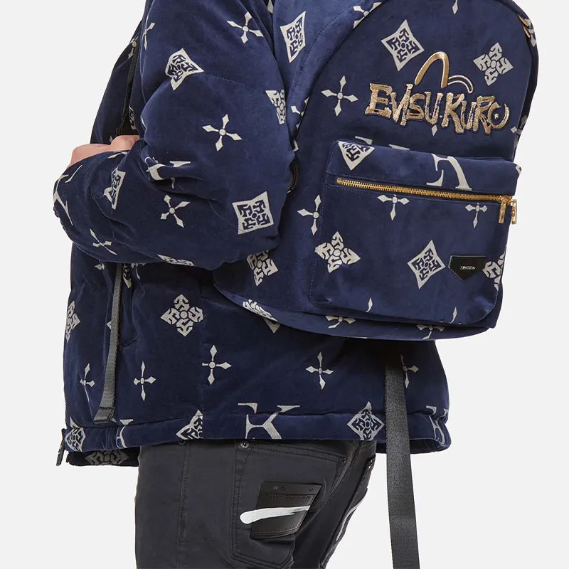 EVISU Cotton Backpack Regular Men's Blue-3