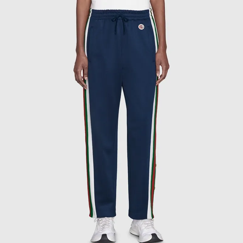 GUCCI SS22 Knitted Sports Pants Women's Blue-2