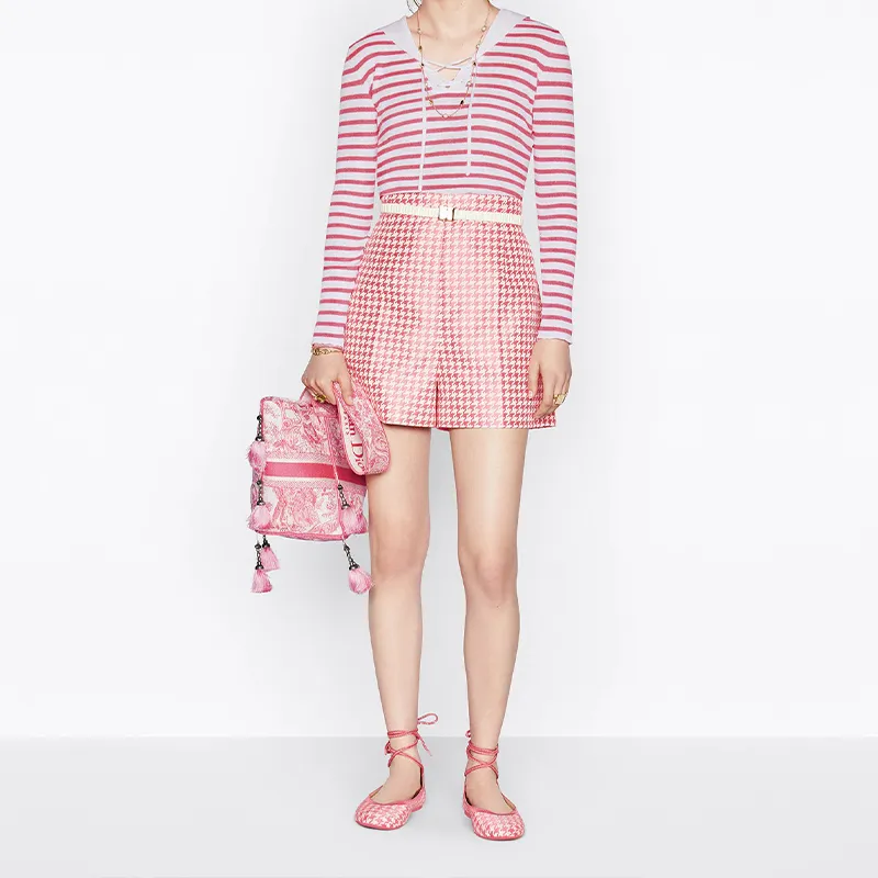 DIOR D-Bubble Collection Canvas Bucket Bag Canvas Bag Handbag Shoulder Bag Women's Pink Peony-4