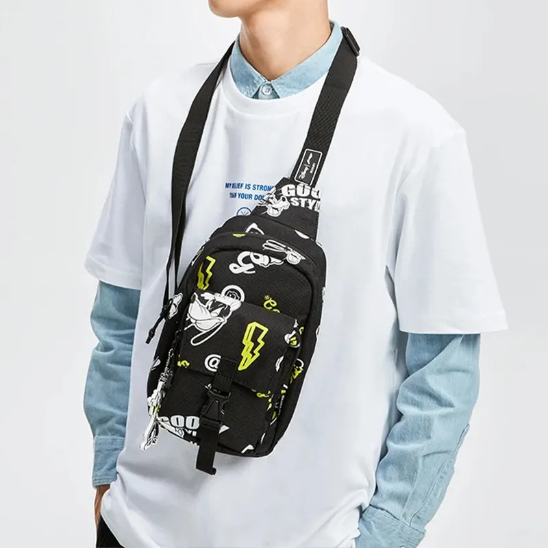 LiNing Disney Collaboration Fabric Fanny Pack Shoulder Bag Crossbody Bag Sling Bag Unisex Black-3