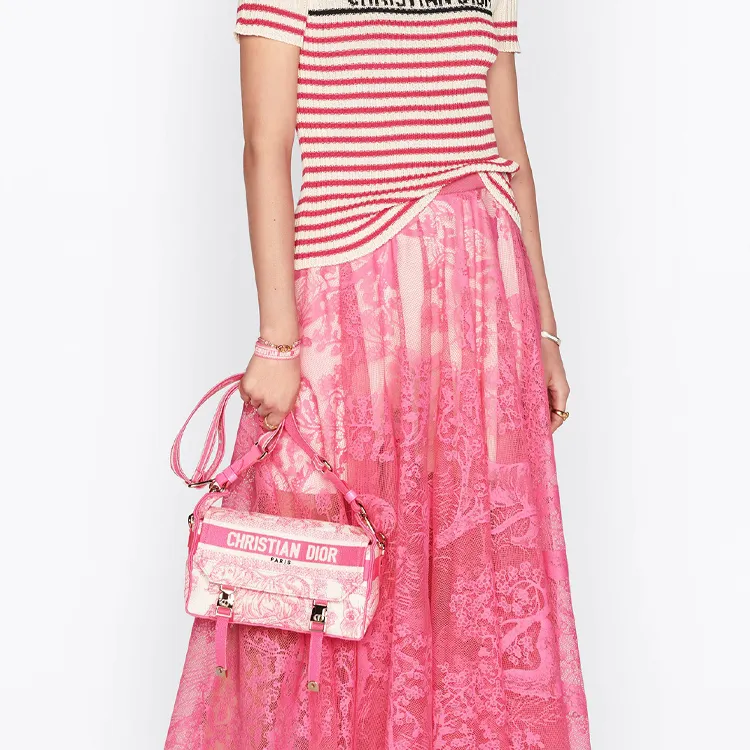 DIOR DiorCamp Canvas Messenger Bag, Shoulder Bag, Crossbody Bag Small Size Women's Neon Pink-8