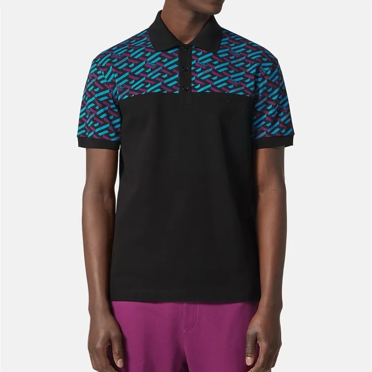 VERSACE Polo Shirts Men Black-1