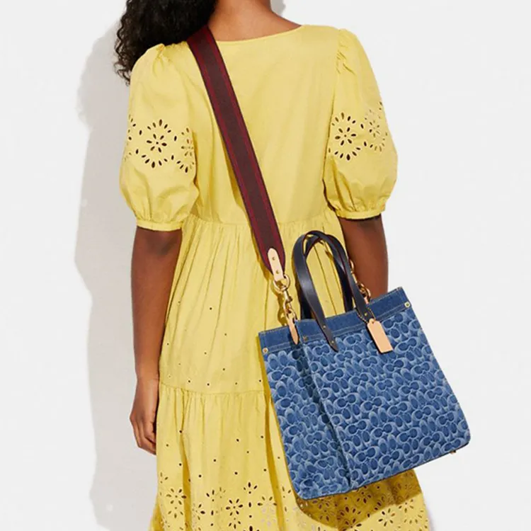 COACH Field Fabric Tote Bag Portable Crossbody Bag Shoulder Bag Large Size Women's Marine Blue-4