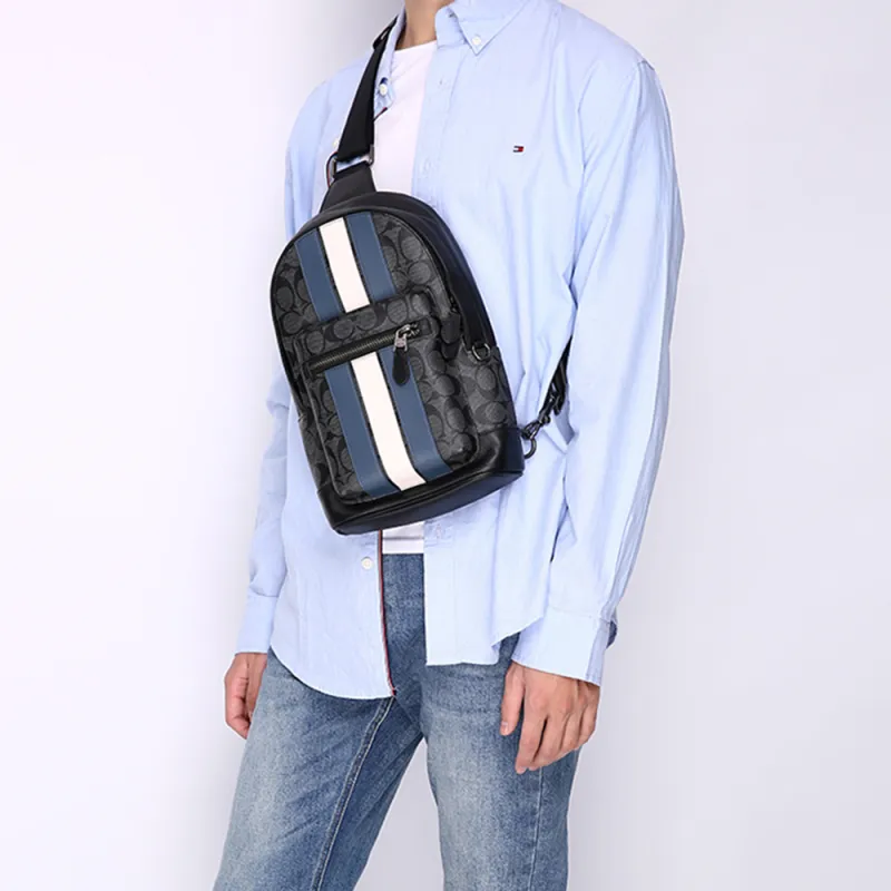 Coach ARGE POUCH IN SIGNATURE CANVAS WITH VARSITY STRIPE-7