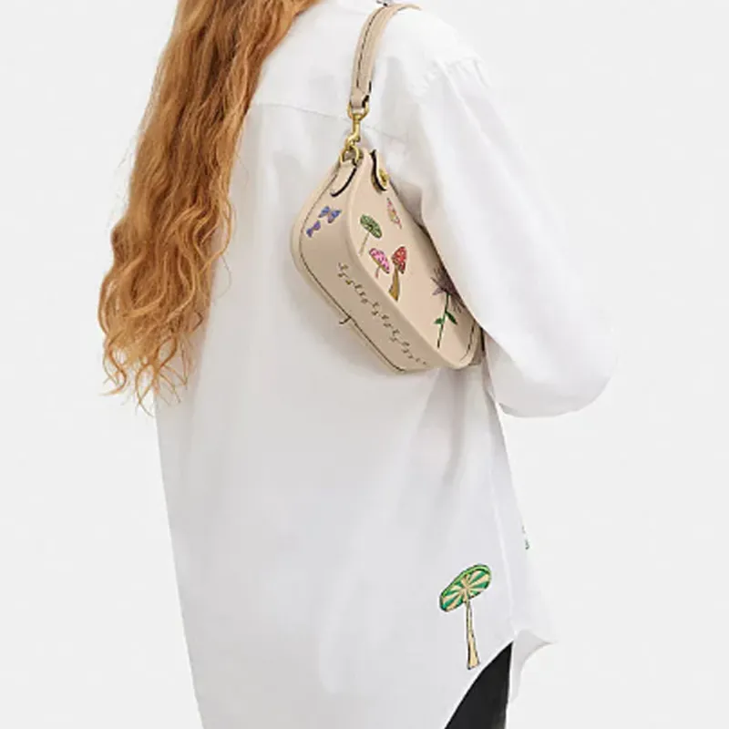 COACH X OBSERVED Cow Leather Shoulder Bag, Pochette, Handbag, Shoulder Bag Women's Ivory White-4