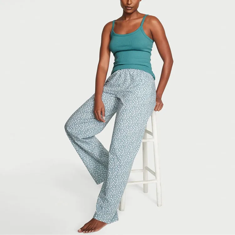 Victoria's Secret Cotton Tank Tee Jama Set Pajama Set Women's Blue-1