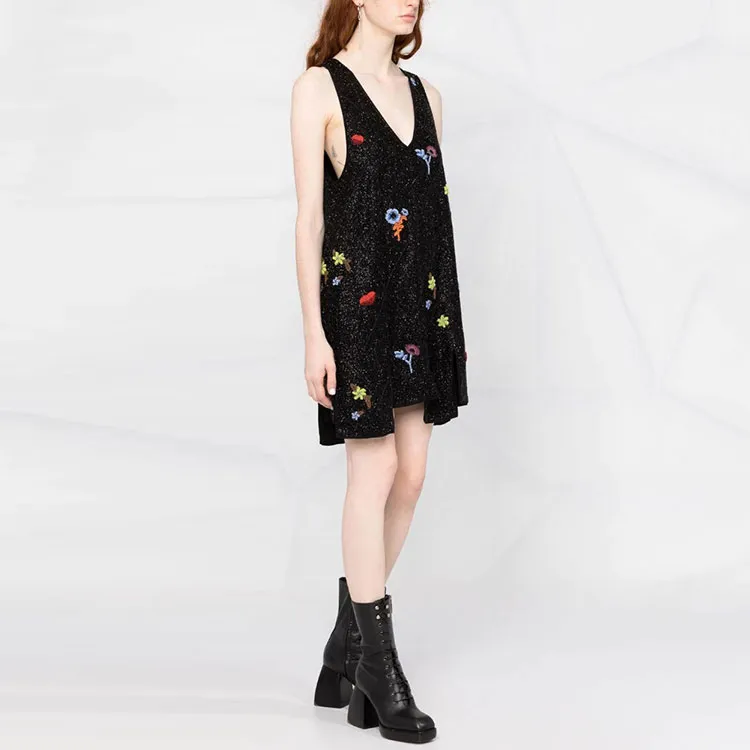 GANNI Sleeveless Dresses Women's Black-3