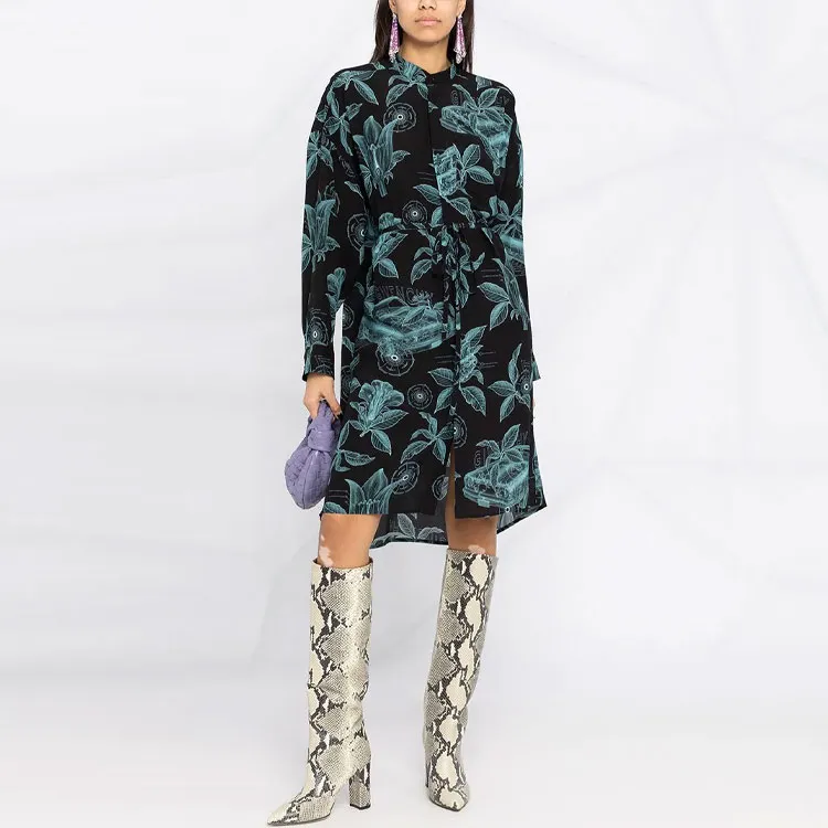 Givenchy Floral Schematic Print Shirt Dress-6