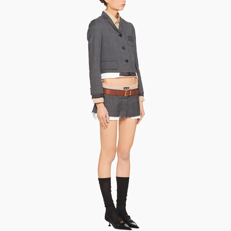 MIU MIU Single breasted Prince Of Wales Check Blazer-3
