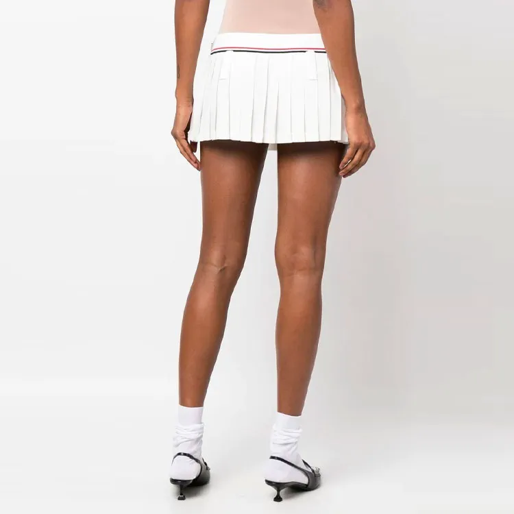MIU MIU Logo Waistband Pleated Mini Skirt-2