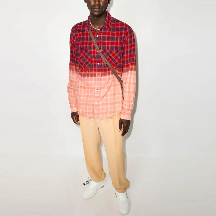 AMIRI Bleached Flannel Button Down Shirt-1
