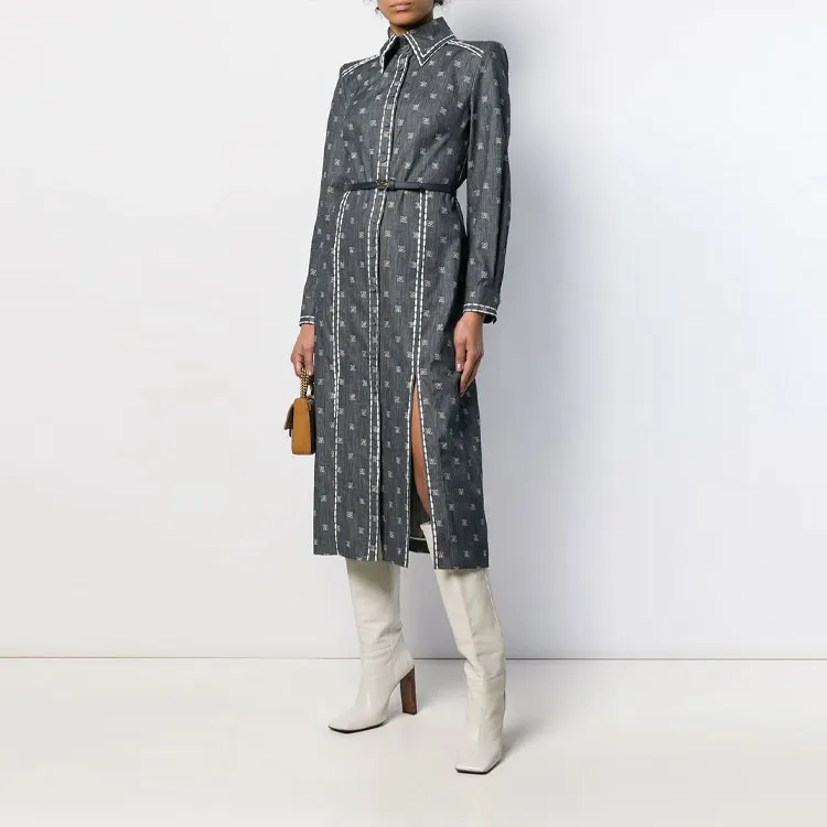 FENDI Long Sleeved Dresses Women's Dark Blue-2