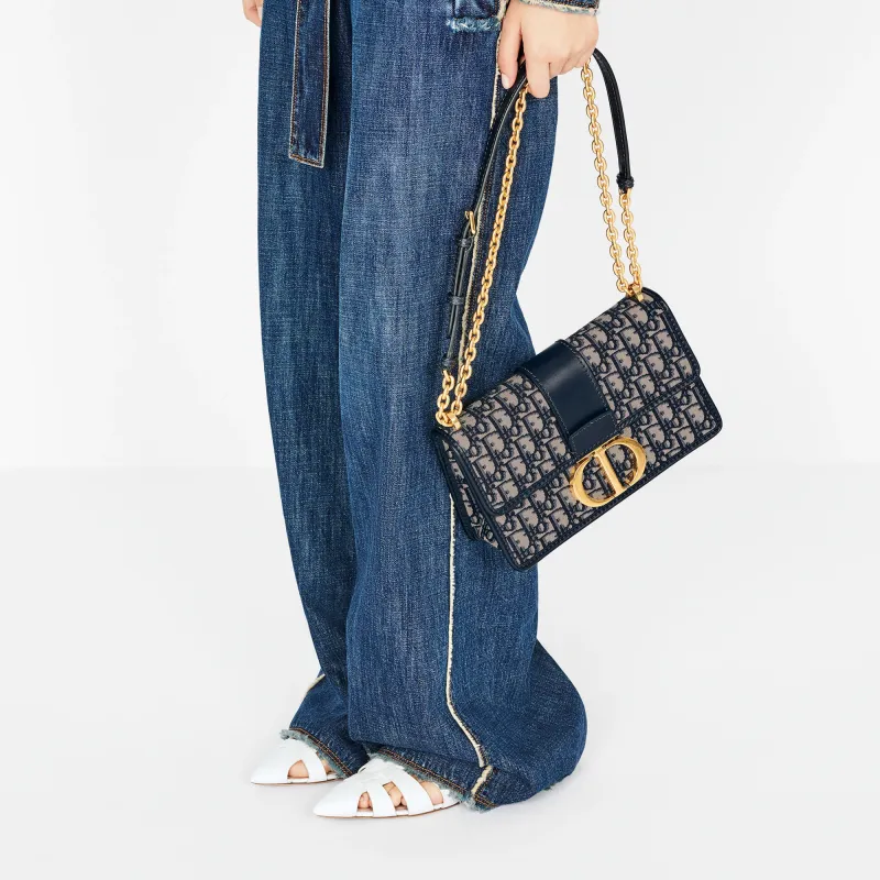DIOR 30 Montaigne Chain Bag Blue DIOR Oblique Jacquard-8