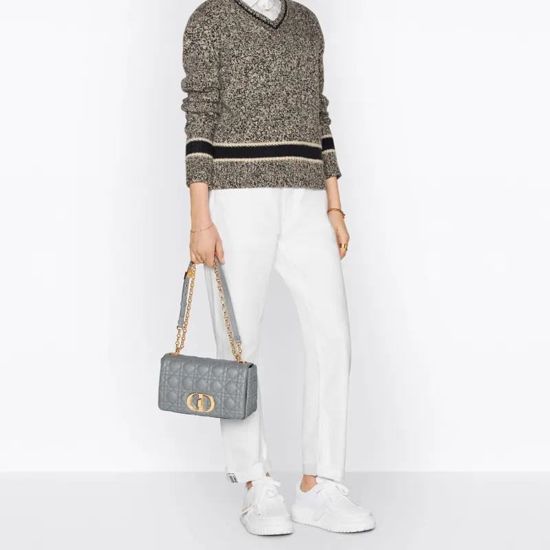 DIOR Caro Soft Cow Leather Chain Bag, Shoulder Bag, Crossbody Bag Medium Size Women's Black-6