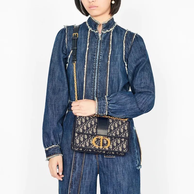 DIOR 30 Montaigne Chain Bag Blue DIOR Oblique Jacquard-7
