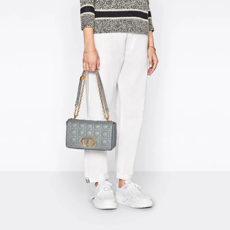 DIOR Caro Soft Cow Leather Chain Bag, Shoulder Bag, Crossbody Bag Medium Size Women's Black-7